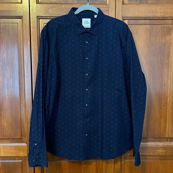 Ben Sherman Navy Blue and Black Checkered Button Down Shirt Size 36-37 17.5” - Picture 1 of 6
